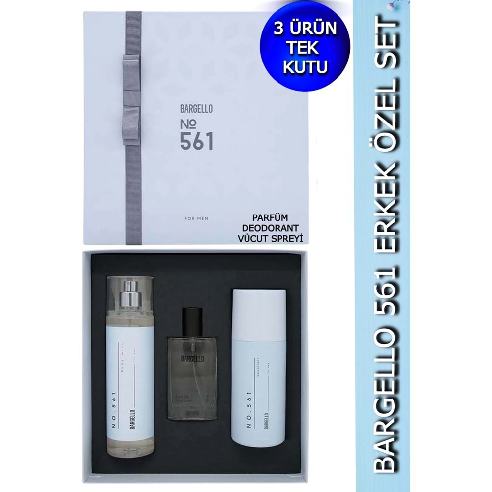 561 Erkek Parfüm Set Fresh - (PARFÜM+VÜCUT SPREYİ+DEODORANT) Özel Kutu
